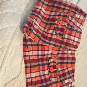 Aeropostale Orange and Red Plaid Women Shorts
